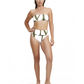 Front View Of Luma Signature Bandeau Tube Bikini Top | Olive / Cream