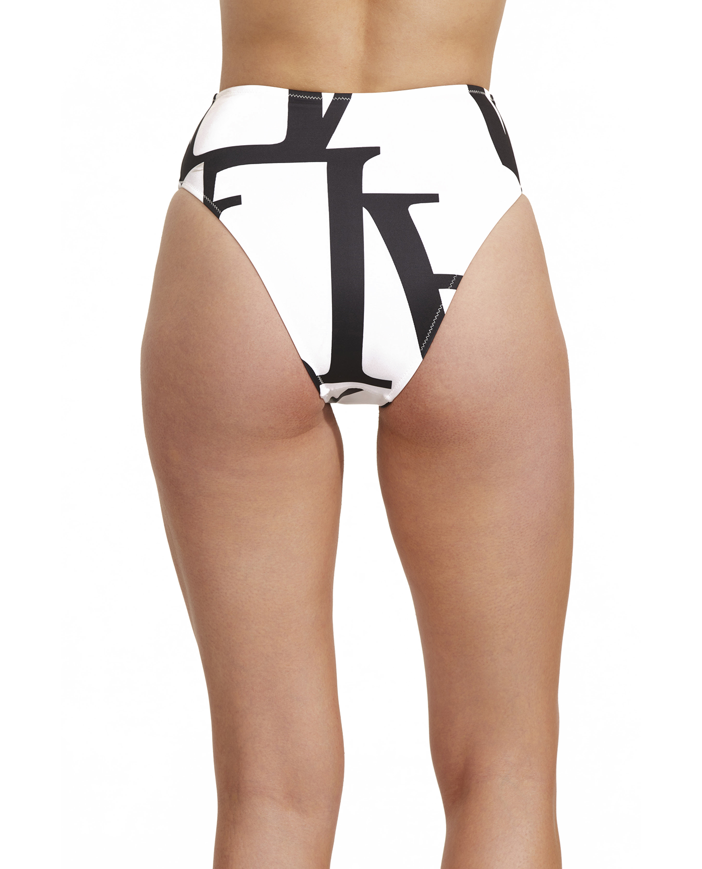Back View Of Luma Signature High Waist Bikini Bottom | Black / Cream