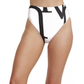 Front View Of Luma Signature High Waist Bikini Bottom | Black / Cream