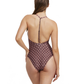 Back View Of Luma Vintage Charm Scoop Neck Halter One Piece | Purple-Bronze