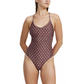 Front View Of Luma Vintage Charm Scoop Neck Halter One Piece | Purple-Bronze