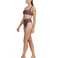 Side View Of Luma Vintage Charm Square Neck Bikini Top | Purple-Bronze