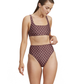 Side View Of Luma Vintage Charm High Waist Swim Bottom | Purple-Bronze