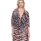 Front View Of Gottex Wildest Dream V Neck Beach Dress Adjustable Straps Swim Cover up | Gottex Wildest Dream Brown Multi