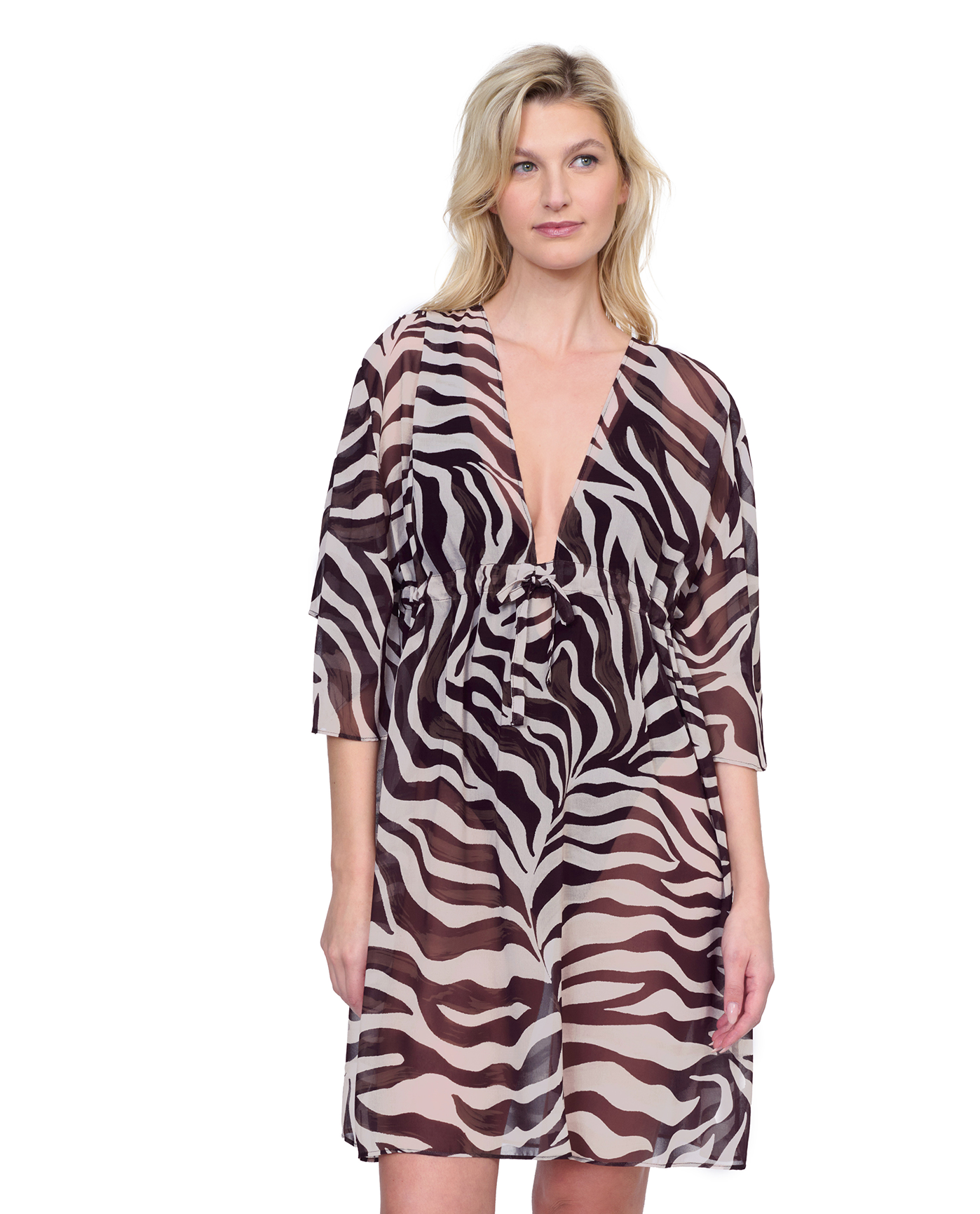 Gottex Wildest Dream V Neck Beach Dress Adjustable Straps Swim Cover Up | Gottex Wildest Dream Brown Multi