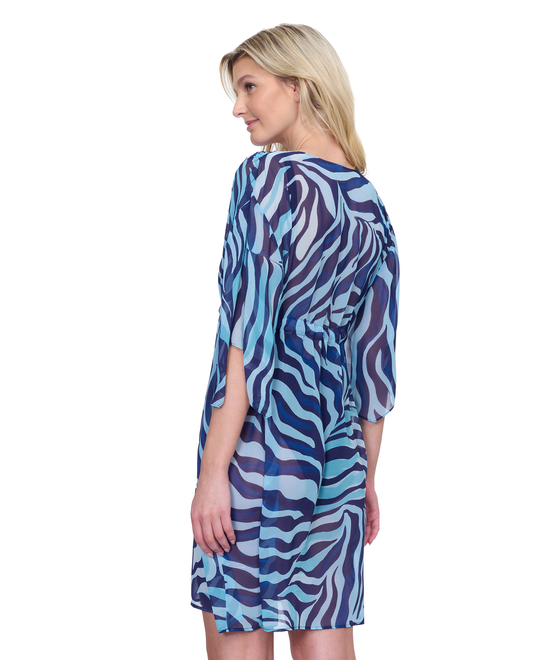 Gottex Wildest Dream V Neck Beach Dress Adjustable Straps Swim Cover Up | Gottex Wildest Dream Blue Multi