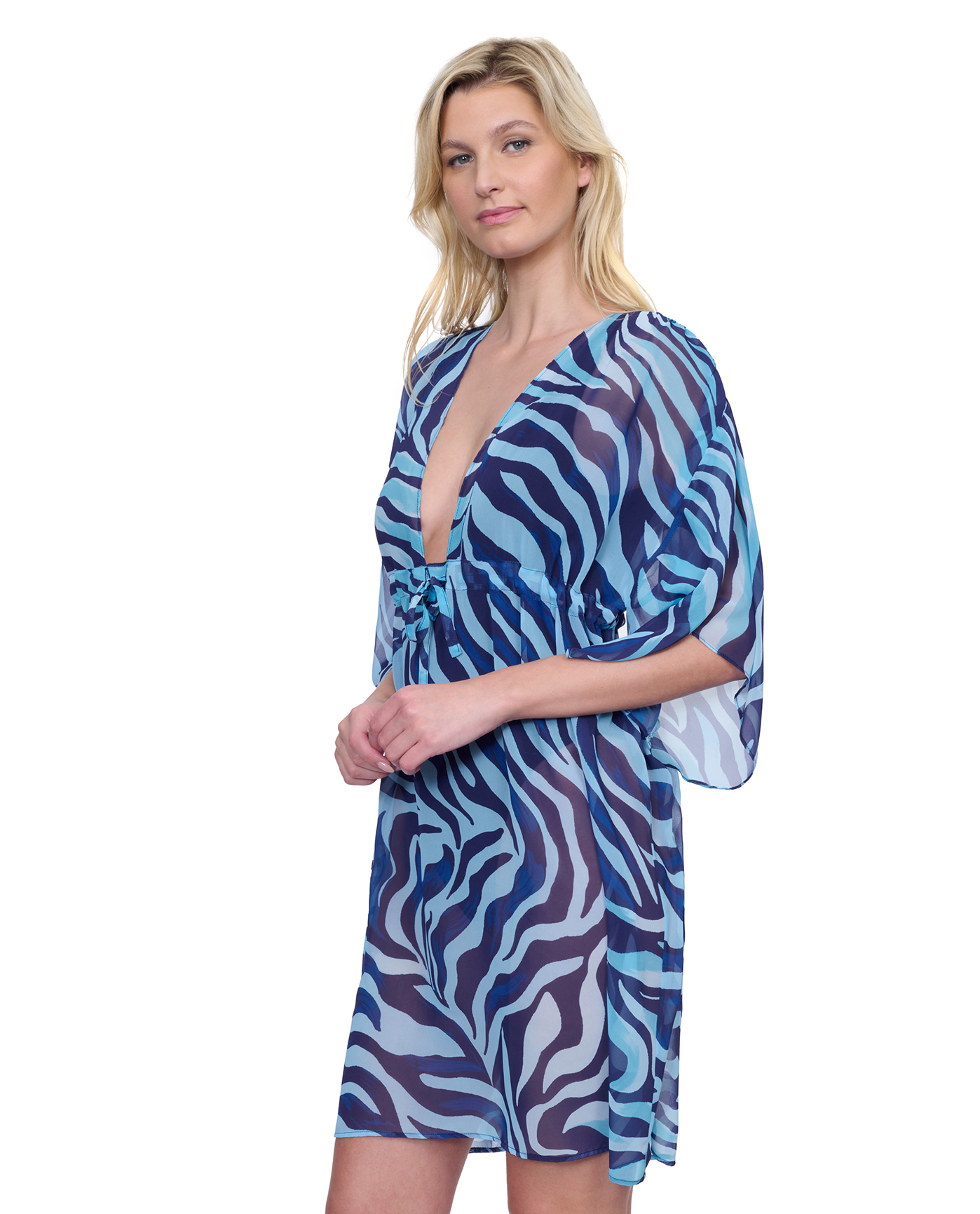 Gottex Wildest Dream V Neck Beach Dress Adjustable Straps Swim Cover Up | Gottex Wildest Dream Blue Multi