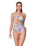 Cherry Blossom C-Cup Square Neck One Piece-Multi