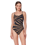Desert Queen Scoop Neck One Piece-Blk/brwn