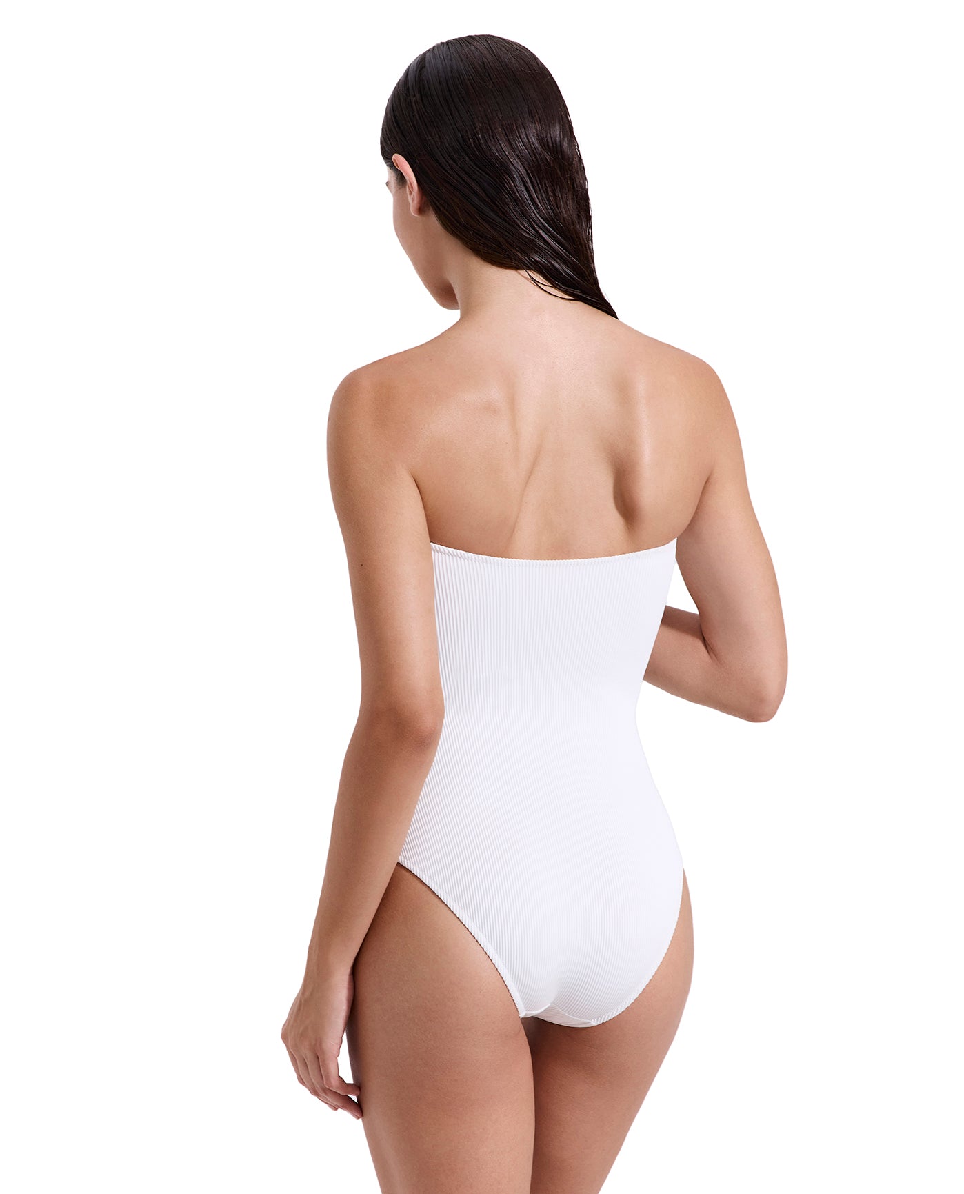 Emanuelle Textured Underwire Bandeau One Piece-White