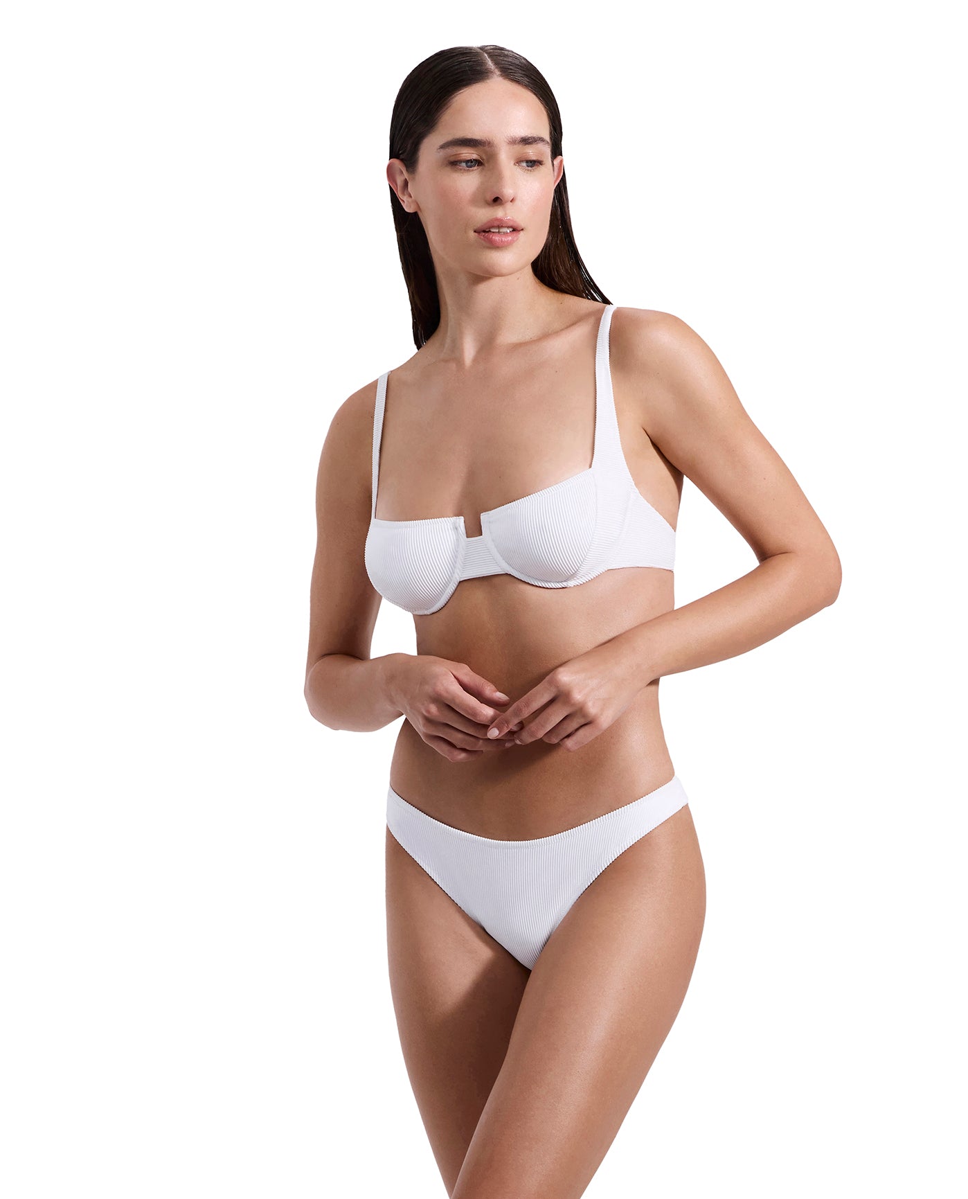 Emanuelle Textured Underwire Bikini Top-White