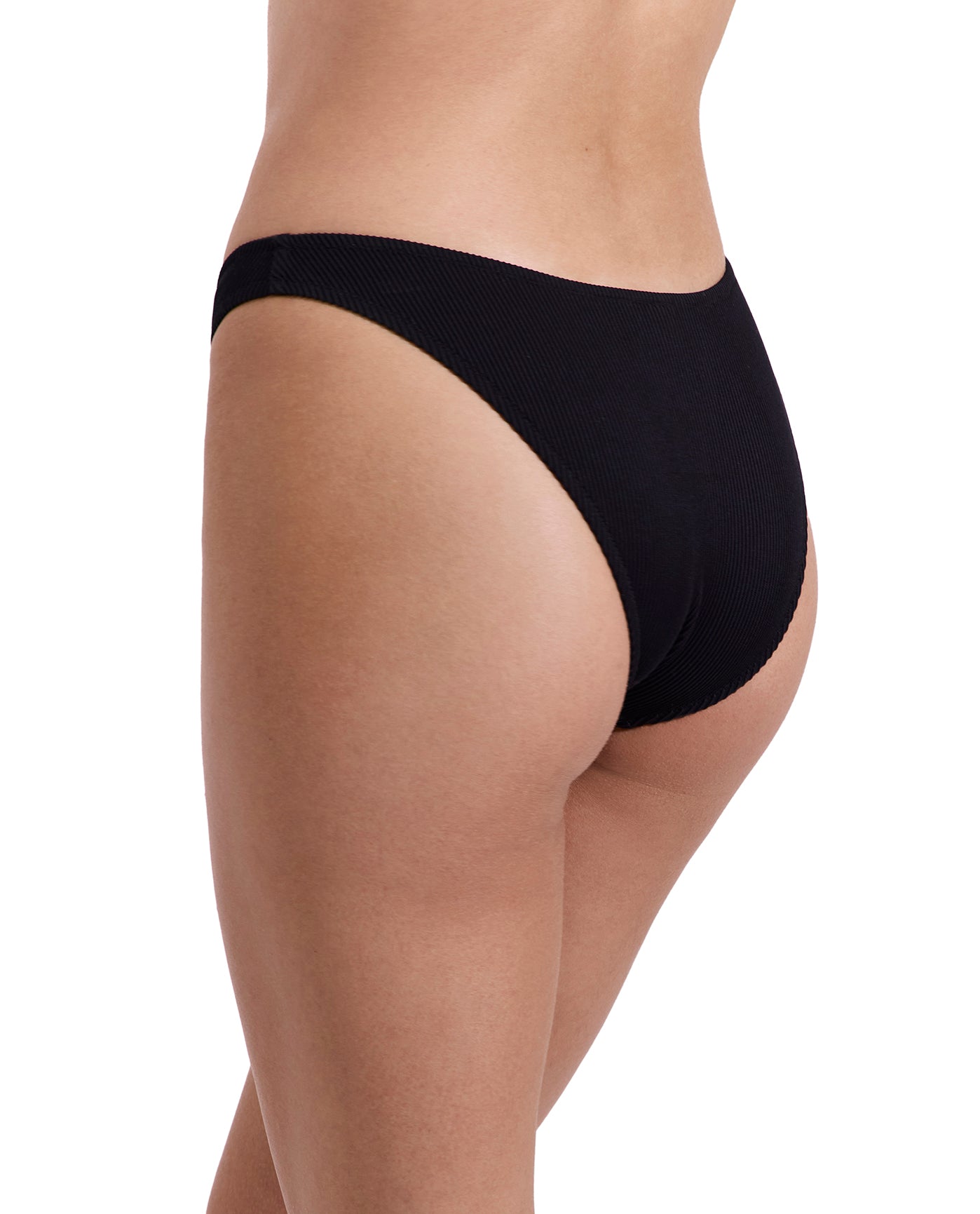 Emanuelle Textured High Leg Bikini Bottom-Black