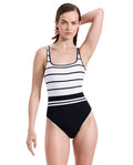 Maillot de bain une pièce Jackie à col carré - Noir/blanc