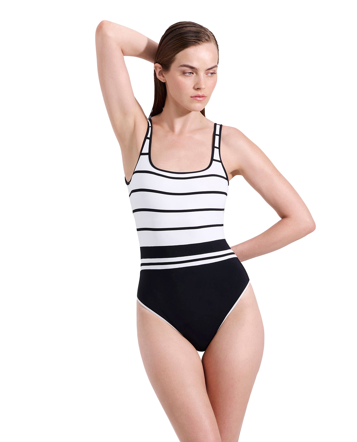 Jackie Square Neck One Piece-Blk/wh