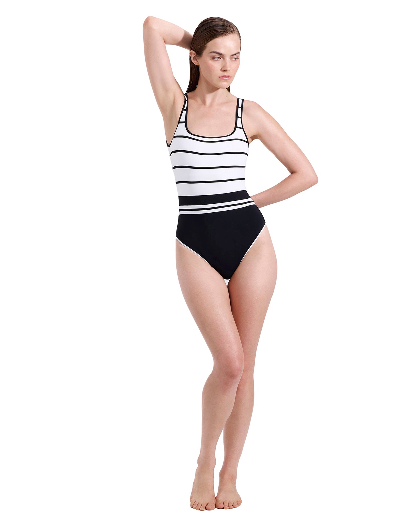 Jackie Square Neck One Piece-Blk/wh
