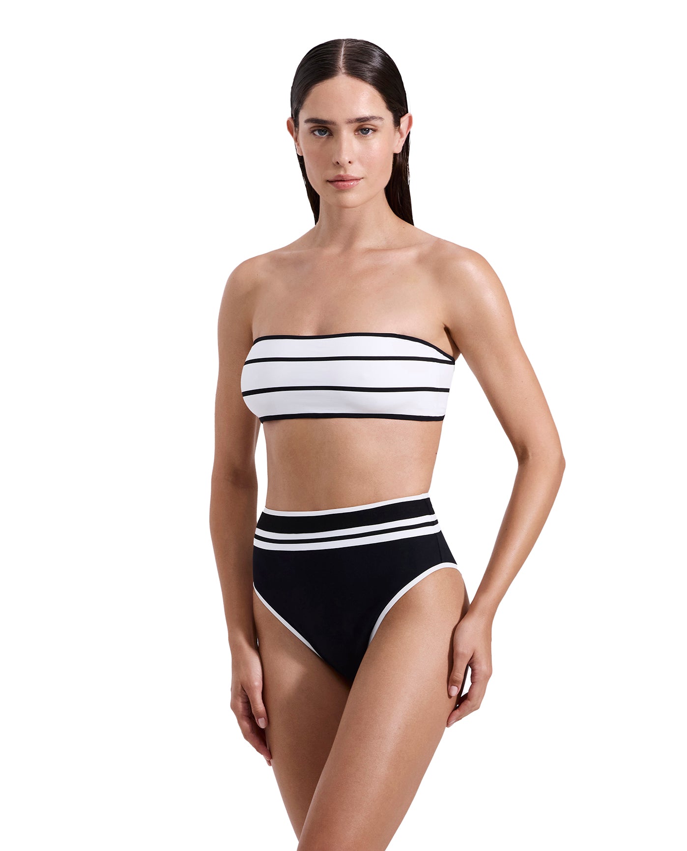Jackie Bandeau Bikini Top-Blk/wh