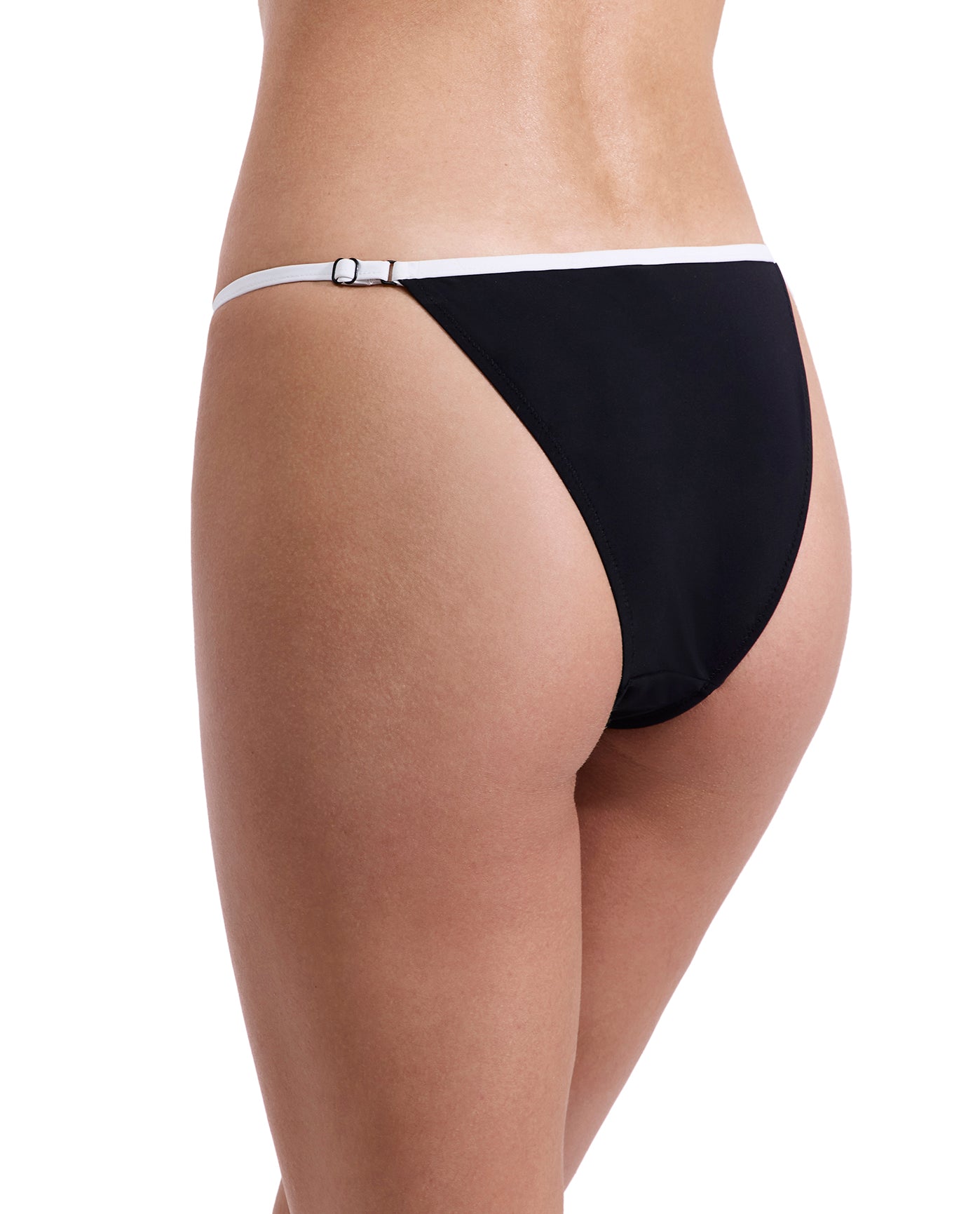 Jackie Adjustable Low Rise Bikini Bottom -Blk/wh