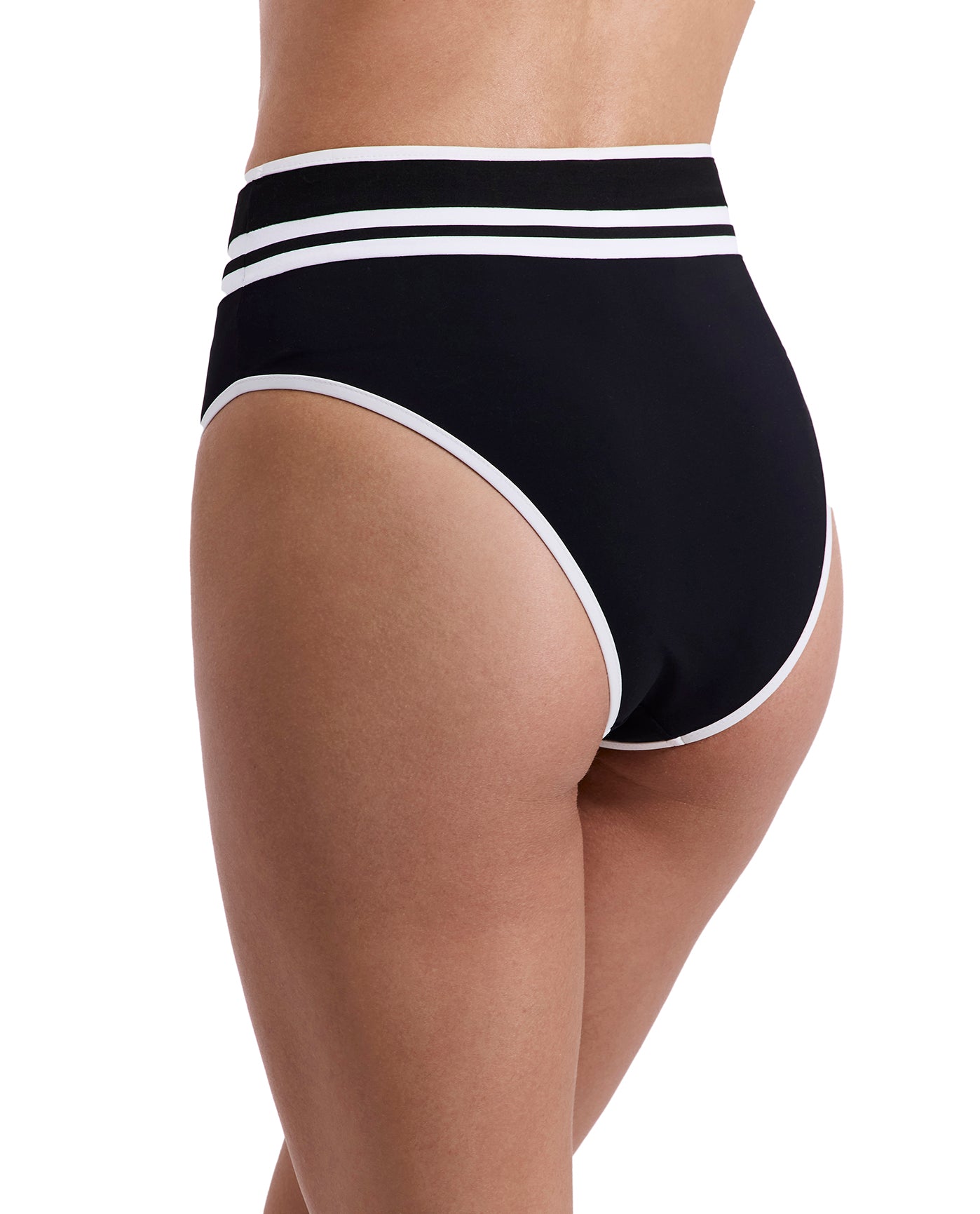 Jackie High Waist Bikini Bottom-Blk/wh