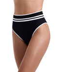 Jackie High Waist Bikini Bottom-Blk/wh
