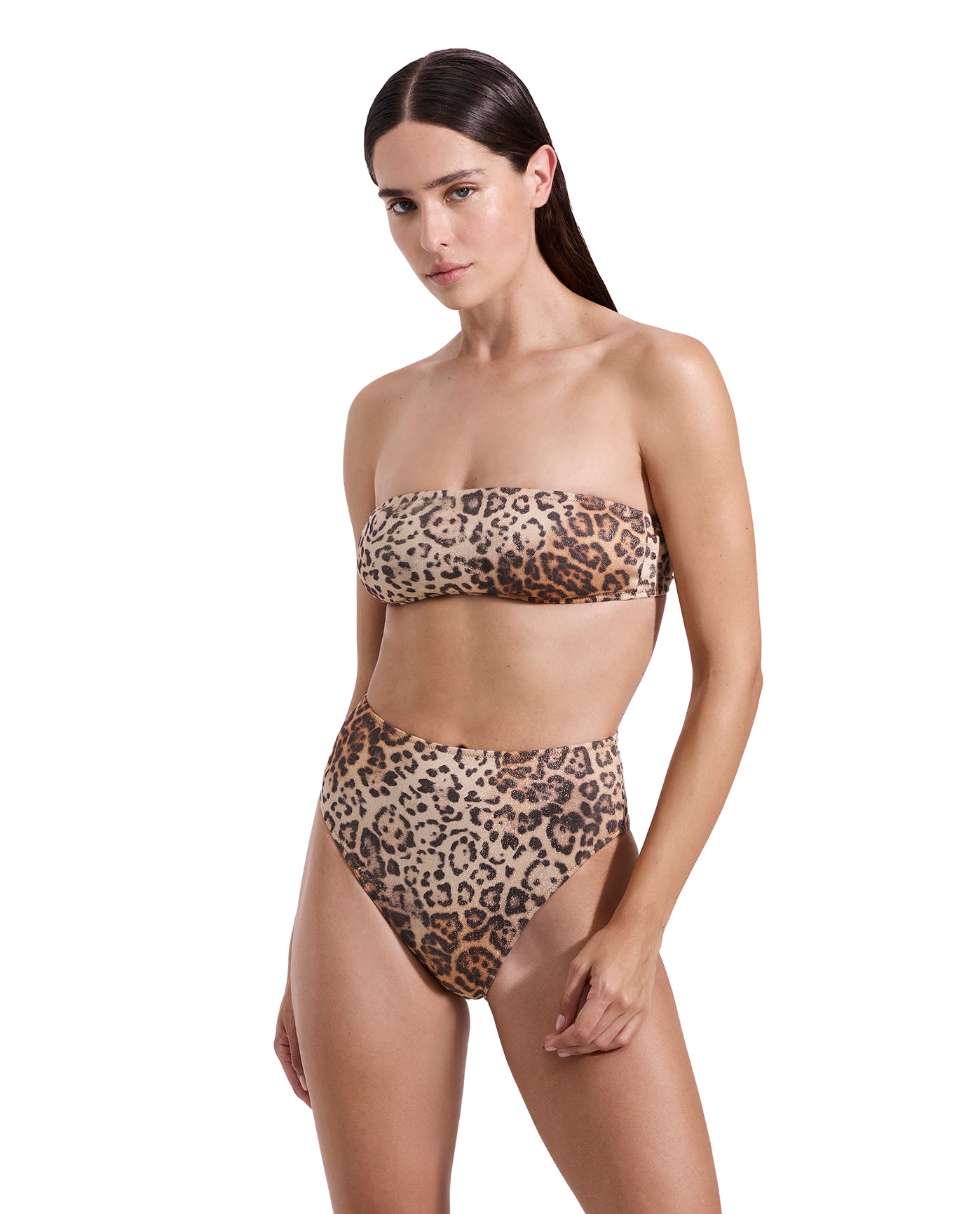 Jasper Bandeau Bikini Top-Leopard