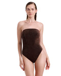 Luna Textured Shimmer Bandeau One Piece-Brown