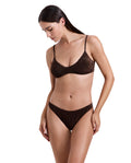 Luna Textured Shimmer Scoop Neck Bikini Top-Brown