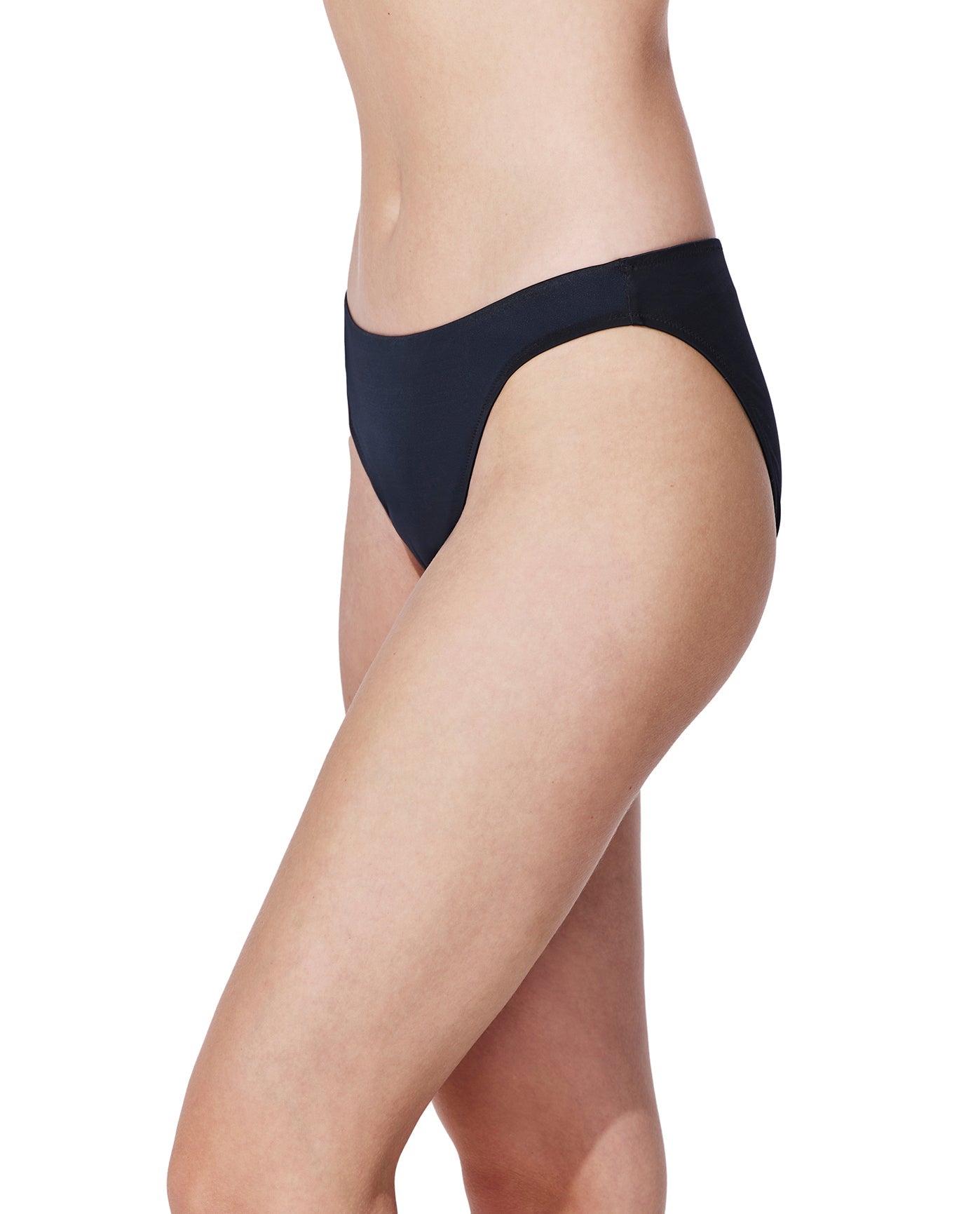 Side View Of Mademoiselle Mid Waist Bikini Bottom | mademoiselle-black
