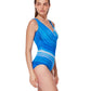 Side View Of Marble Dream V-Neck Surplice One Piece | Dream-Blue-Multi 
