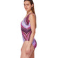 Side View Of Marble Dream V-Neck Surplice One Piece | Dream-Pink-Multi 
