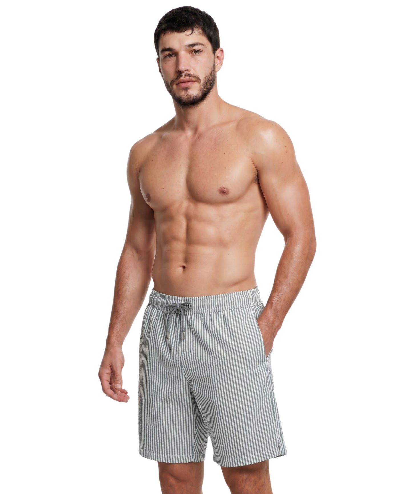 Beach Bound 7" Swim Trunks-Wh/grn
