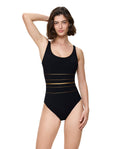 Modern Lux Scoop Neck One Piece-Black-Gold