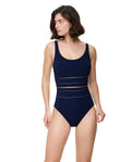 Modern Lux Scoop Neck One Piece-Navy-Gold