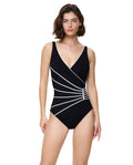 Modern Lux Surplice One Piece -Black-White