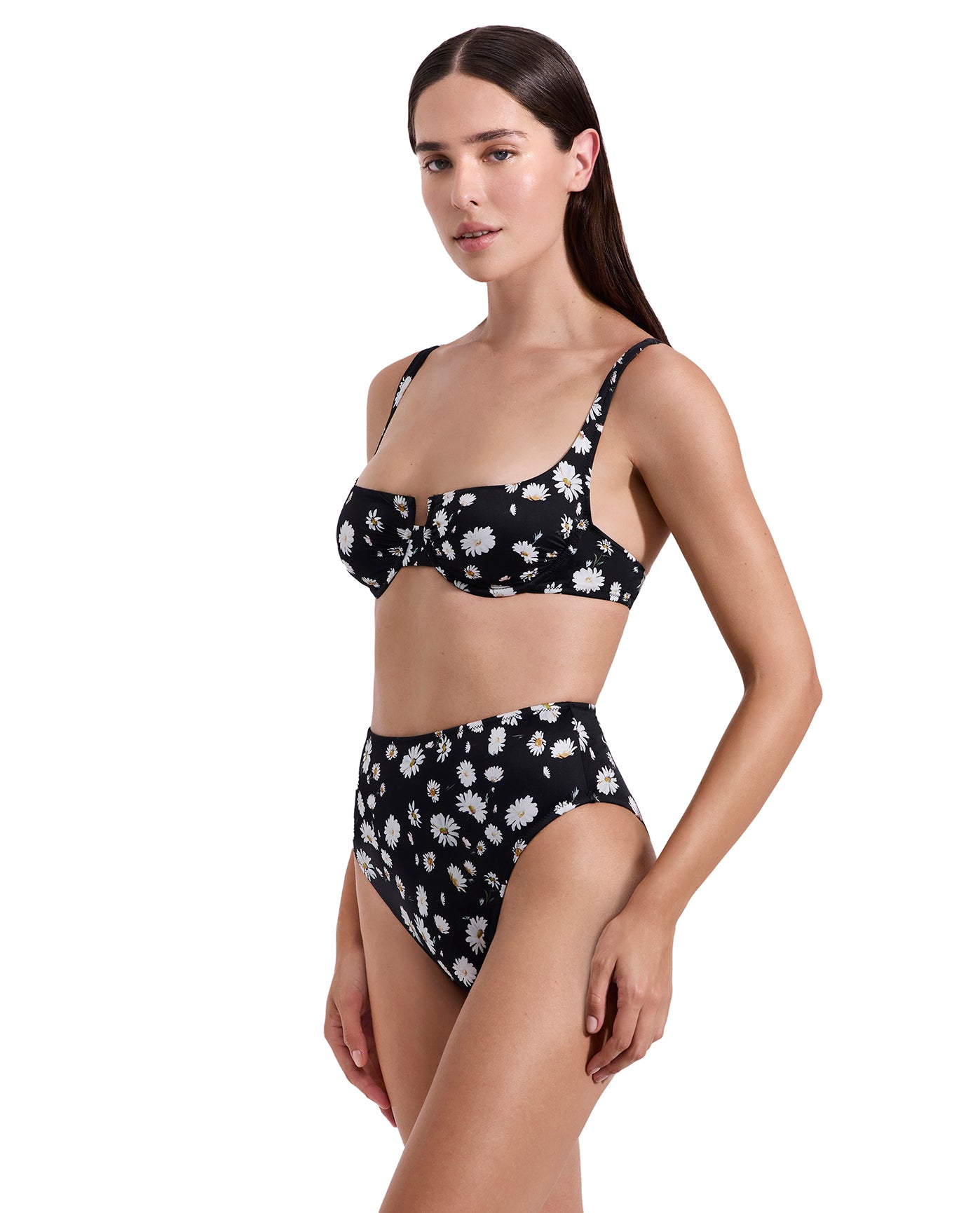 Marguerite Underwire Bikini Top-Blk/wh/yel