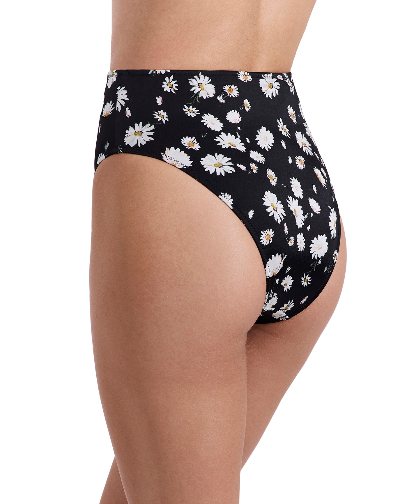 Marguerite High Waist Bikini Bottom-Blk/wh/yel