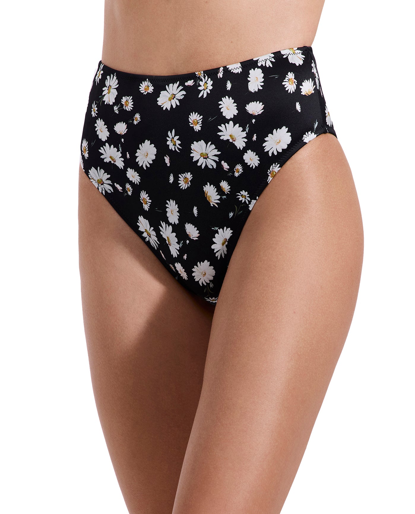 Marguerite High Waist Bikini Bottom-Blk/wh/yel