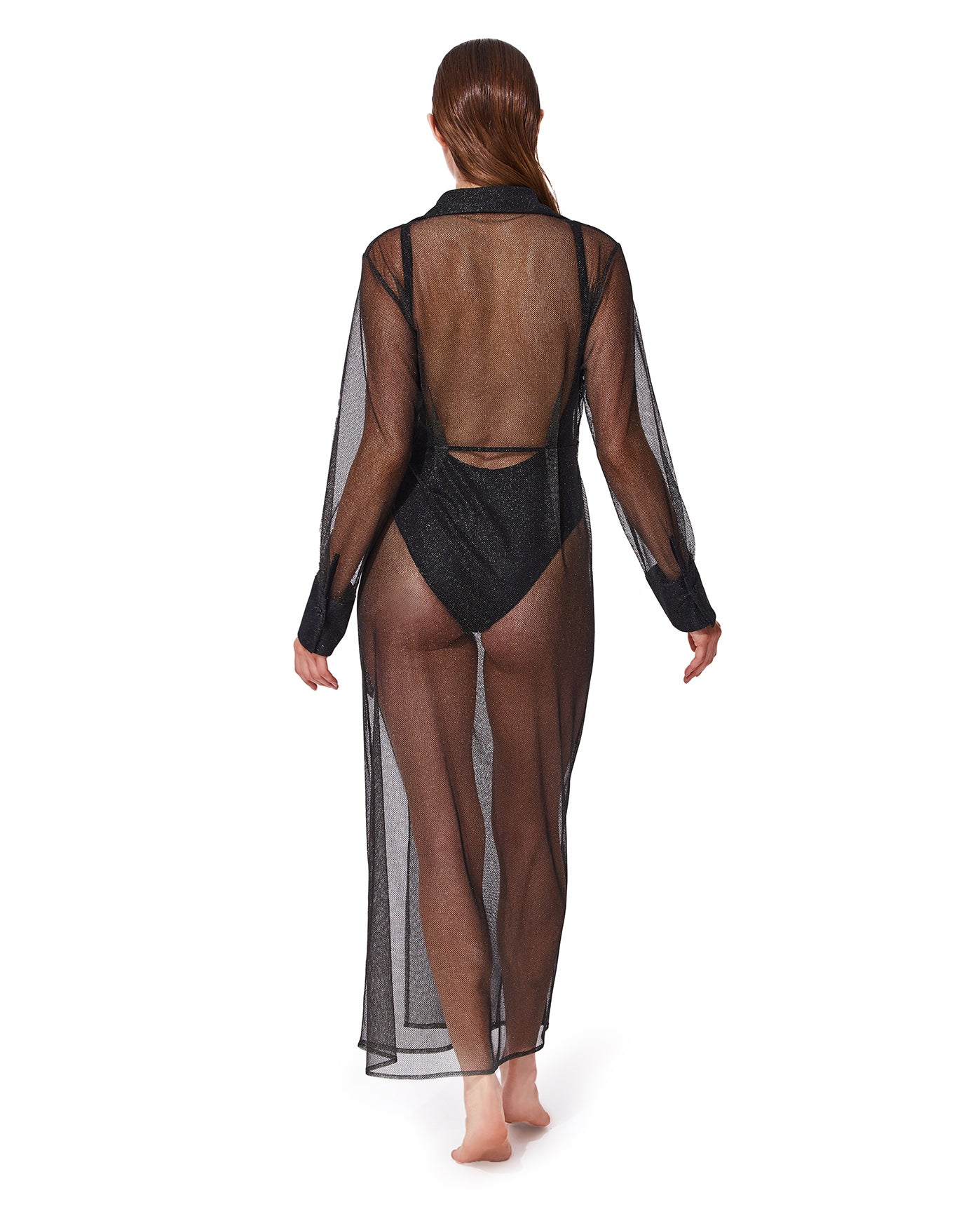 Pretty Women Mesh Wrap Dress Cover-Up-Black