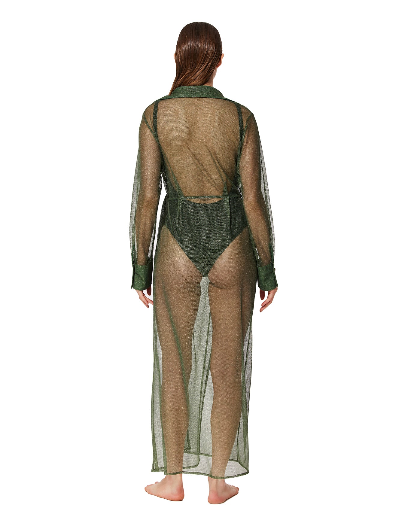 Pretty Women Mesh Wrap Dress Cover-Up-Green