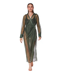 Pretty Women Mesh Wrap Dress Cover-Up-Green