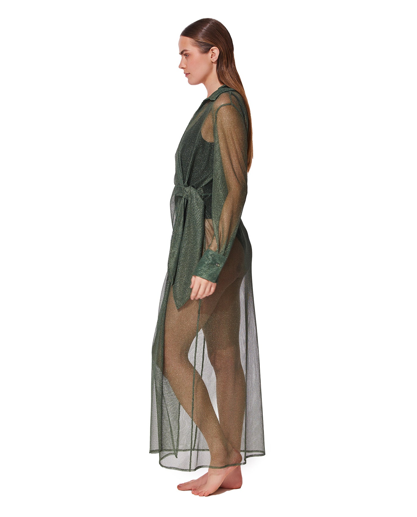 Pretty Women Mesh Wrap Dress Cover-Up-Green