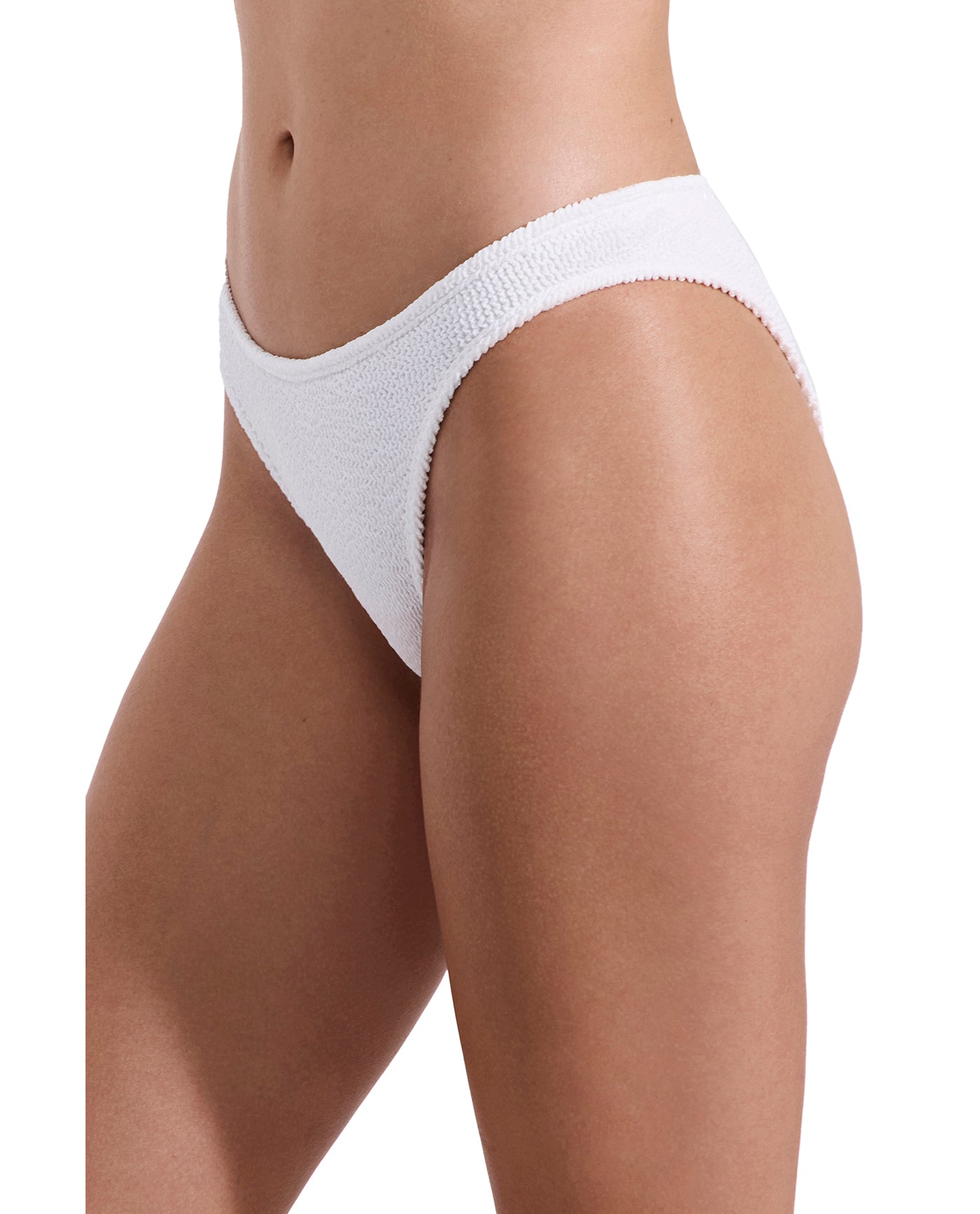 Tulum High Leg Low Rise Bikini Bottom-White