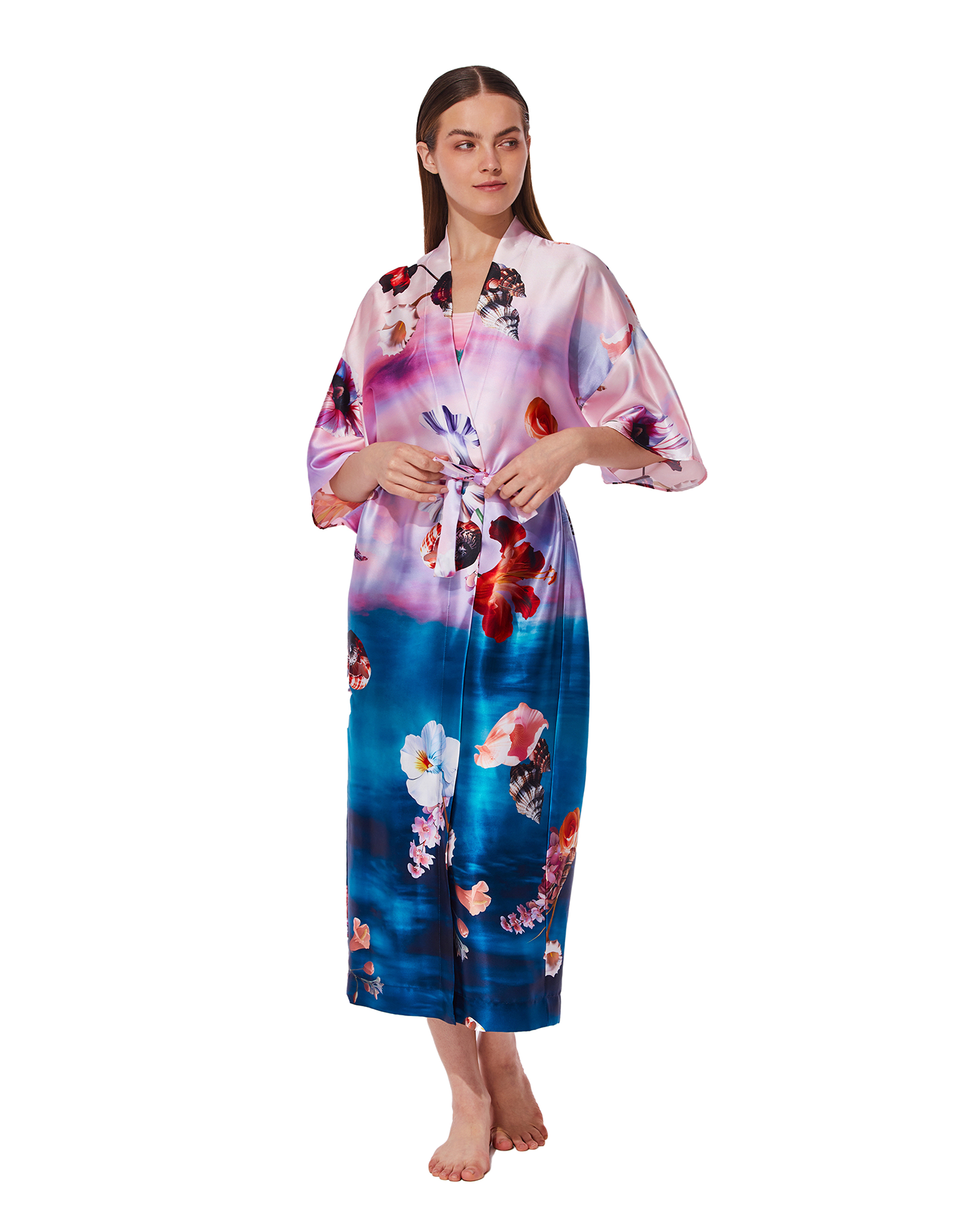 Front View Of Under The Sea Robe Cover-up  | the-sea-multi
