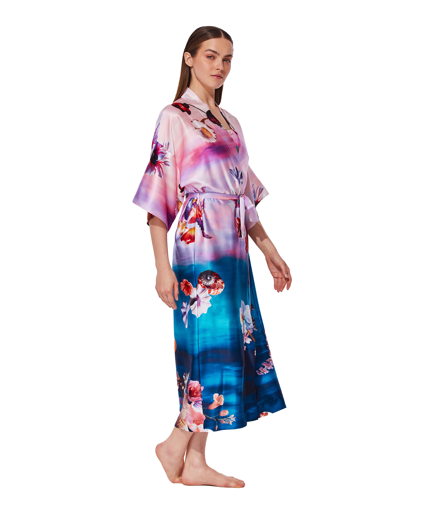 Side View Of Under The Sea Robe Cover-up  | the-sea-multi