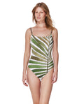 Willow Round Neck One Piece-Wh/grn