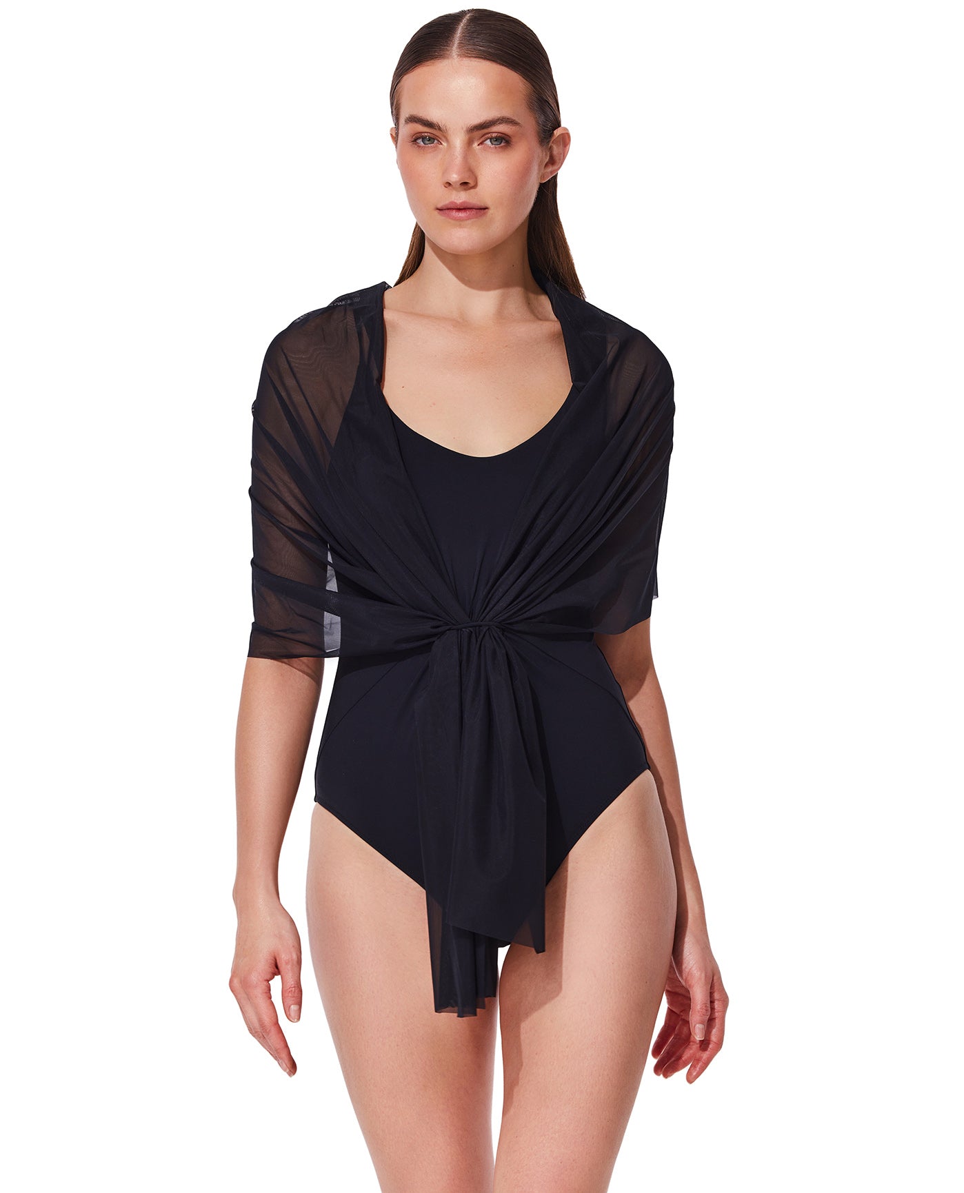 Yuri Flower Multi-Way Mesh One Piece-Black