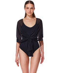 Yuri Flower Multi-Way Mesh One Piece-Black