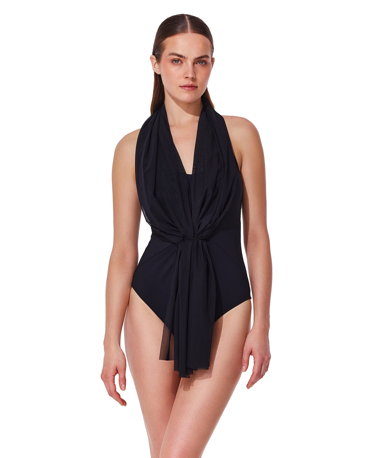 Yuri Flower Multi-Way Mesh One Piece-Black