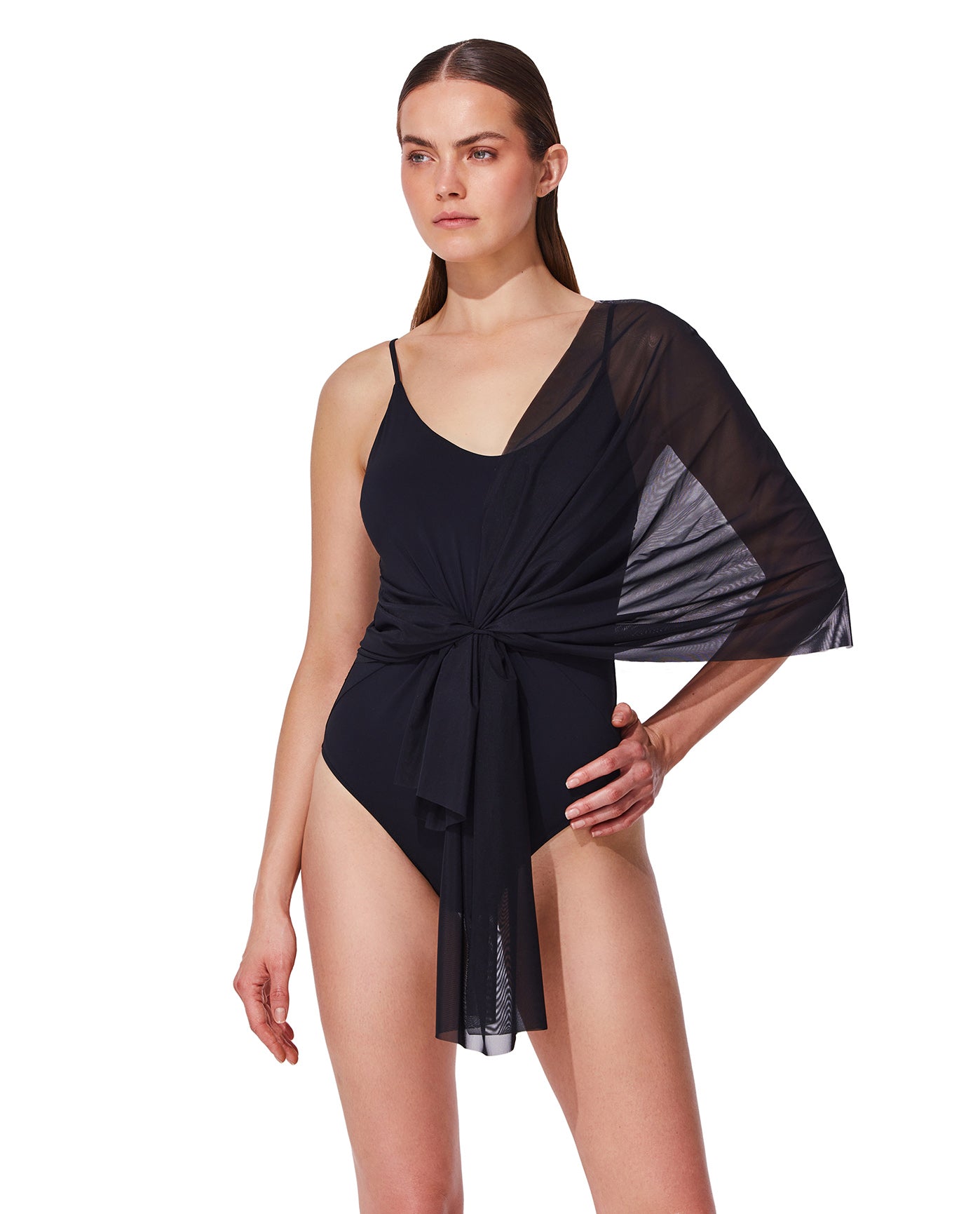 Yuri Flower Multi-Way Mesh One Piece-Black