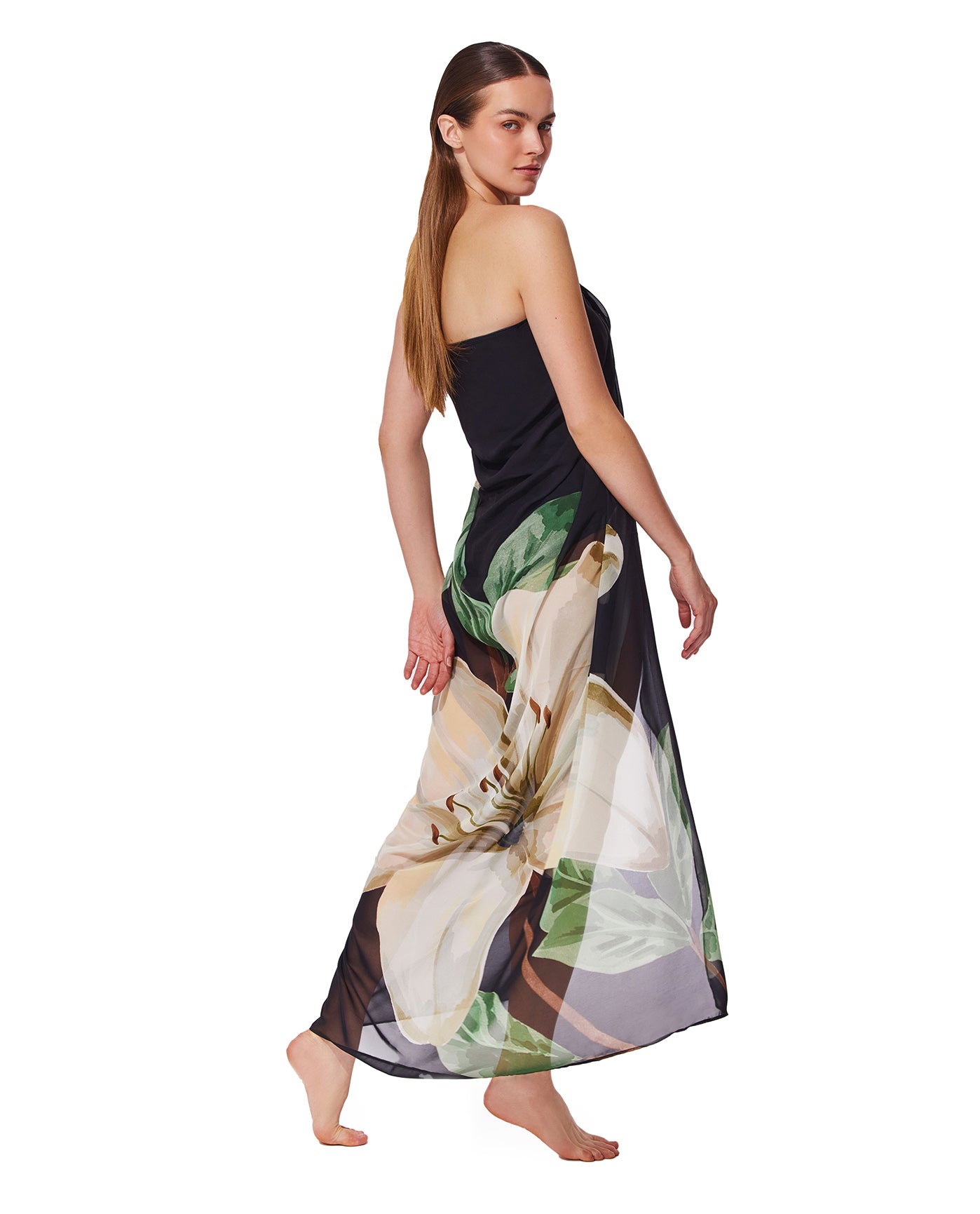 Yuri Flower Pareo-Blk/crm