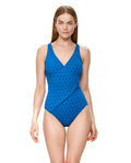 Chained Reaction Textured Surplice One Piece-Aquamarine